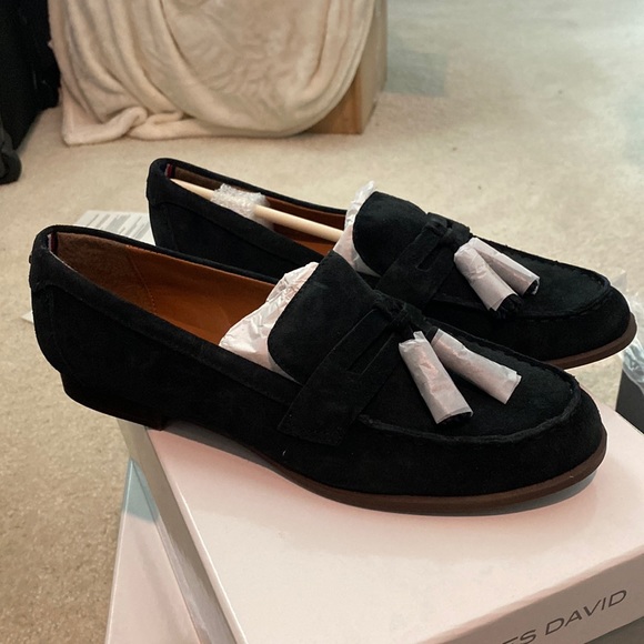 NIB Tommy Hilfiger black suede tassel loafers flats skimmers dress
